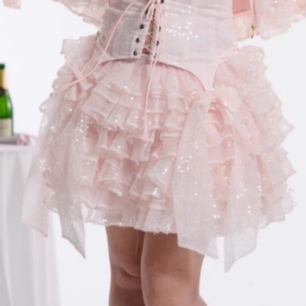 Selkie Petit Chou Sparkling Tutu Skirt Baby Pink Ruffled Tulle Sequins Sold Out!